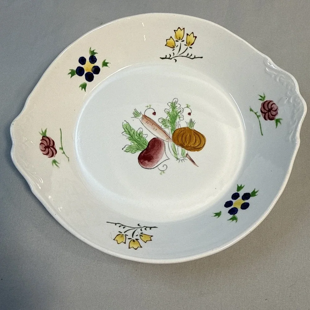 IDEAL IRONSTONE China Hand Painted Chase OVEN PROOF ROUND GRATIN DISH 6.5